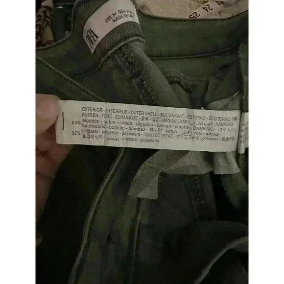 Zara High Waisted Pleated Cropped Denim Straight Leg Mom Jeans Green Size Medium - Picture 6 of 6